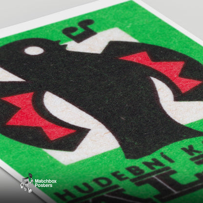 Stylized Bird - vintage matchbox label print - close-up detail