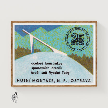 Steel Construction - vintage matchbox label print