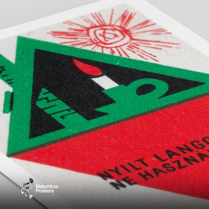 Lit Candle in Attic - vintage matchbox label print - close-up detail