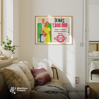 1.8 Million of Us - vintage matchbox label print - living room mockup