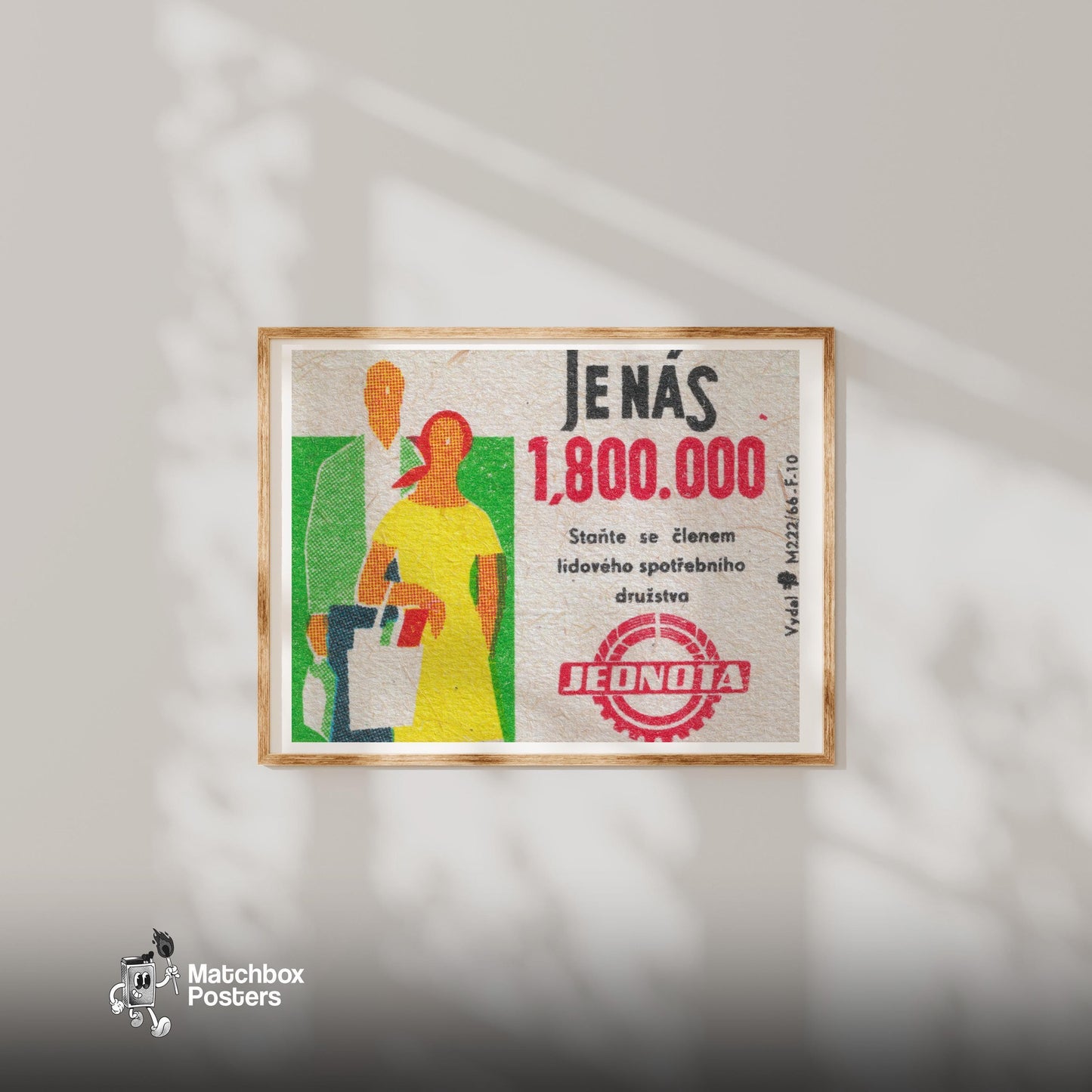 1.8 Million of Us - vintage matchbox label print - bedroom mockup