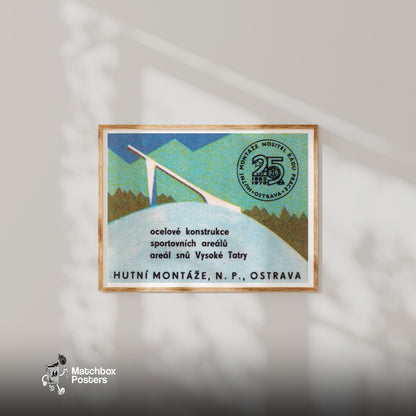 Steel Construction - vintage matchbox label print - bedroom mockup