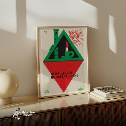 Lit Candle in Attic - vintage matchbox label print - size comparison
