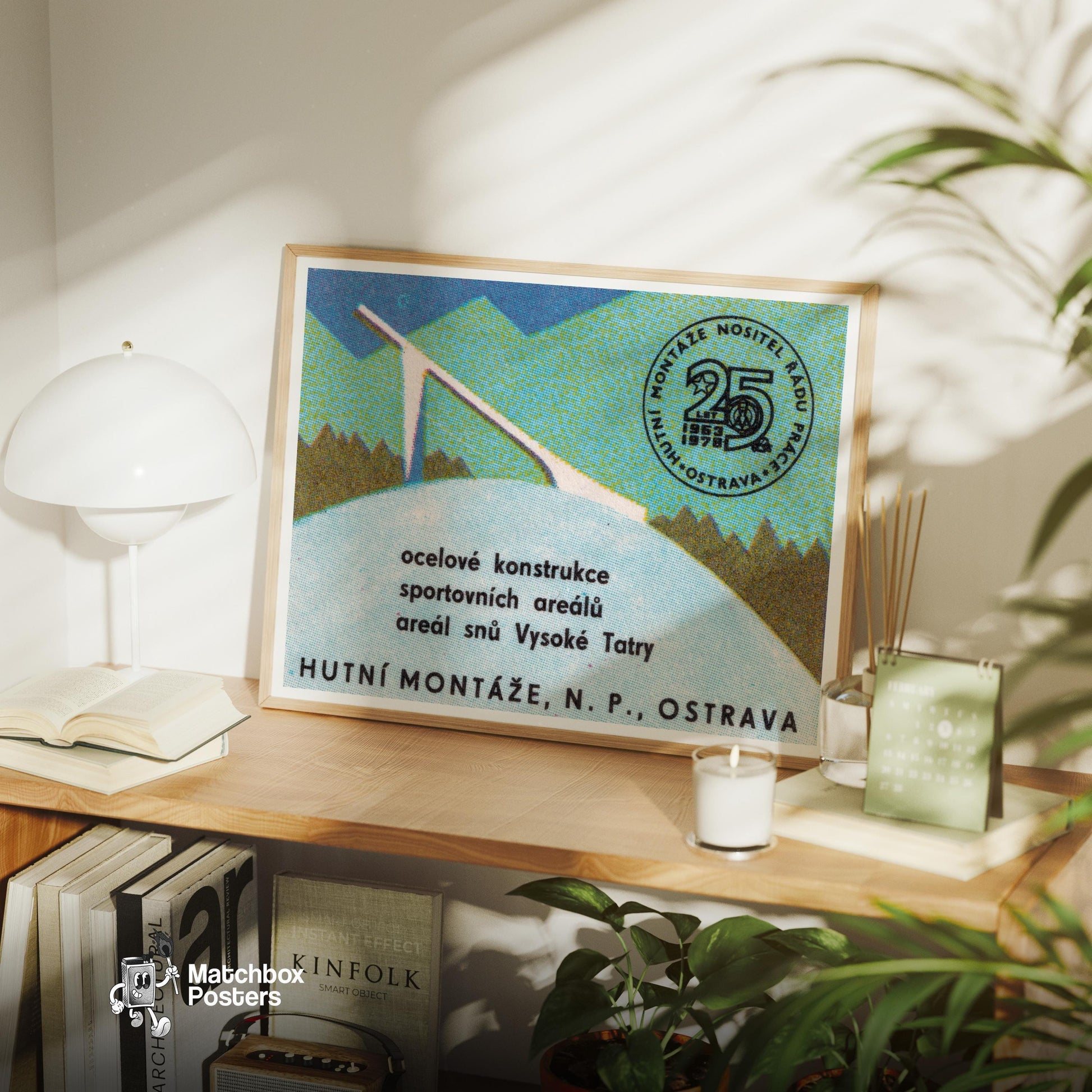 Steel Construction - vintage matchbox label print - office wall