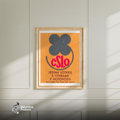 Lottery With Cash Prize - vintage matchbox label print - bedroom mockup