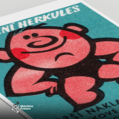 Strongman - vintage matchbox label print - close-up detail