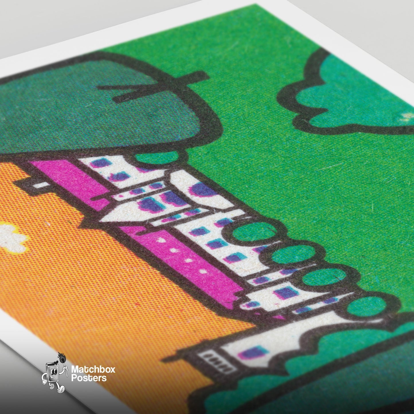 Palace Grounds - vintage matchbox label print - close-up detail