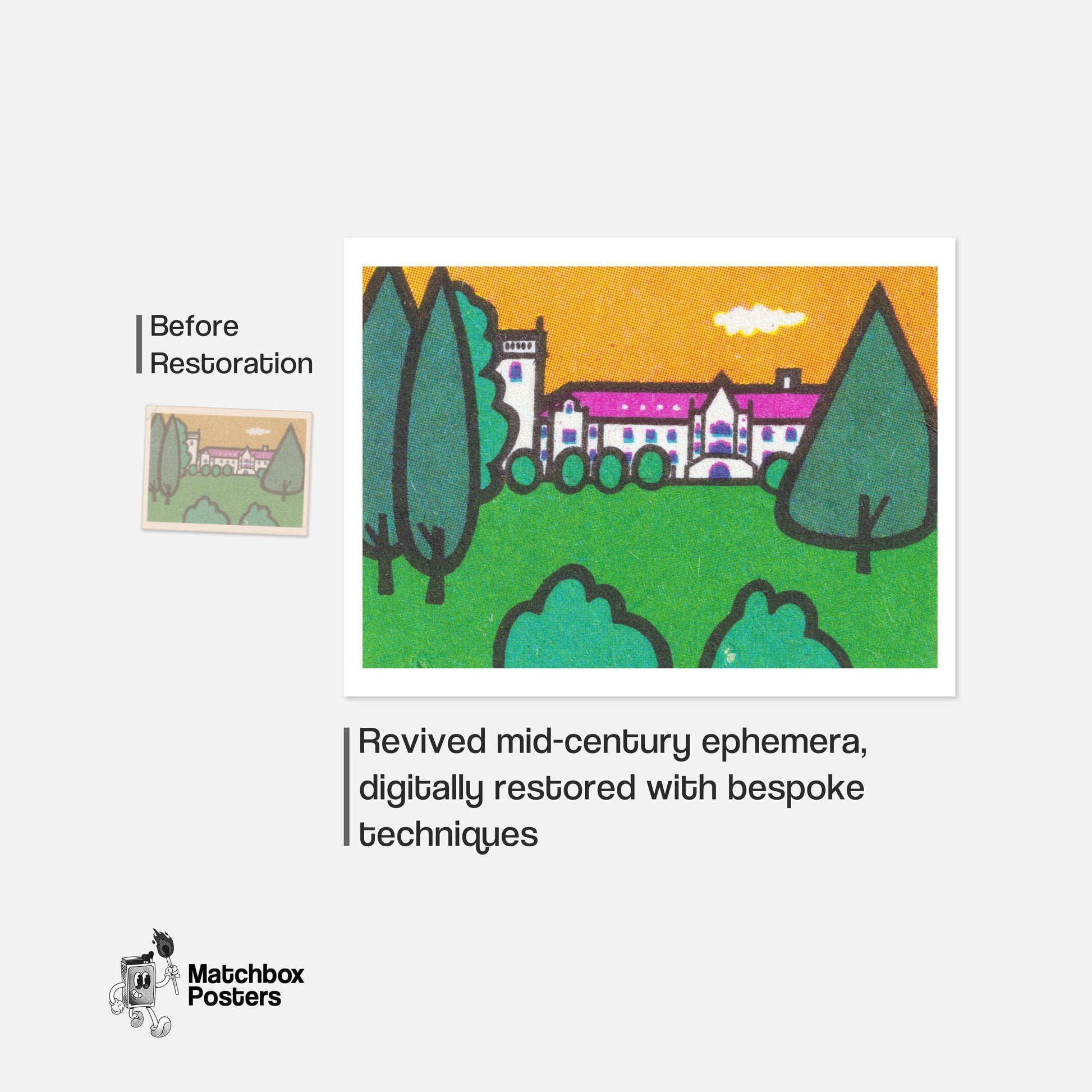 Palace Grounds - vintage matchbox label print - framed wall art preview