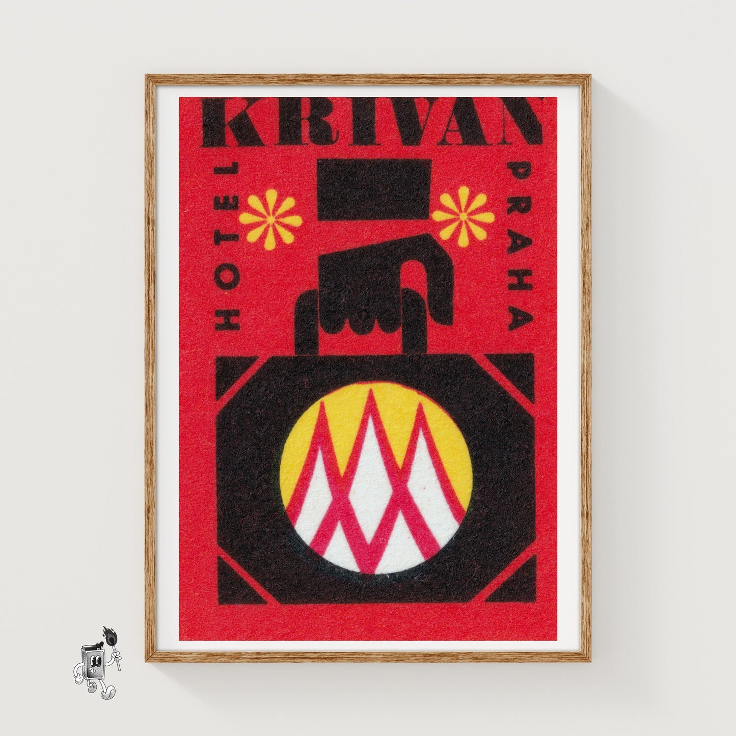 Krivan Hotel Prague - vintage matchbox label print