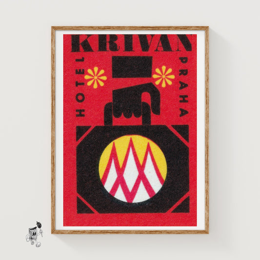 Krivan Hotel Prague - vintage matchbox label print