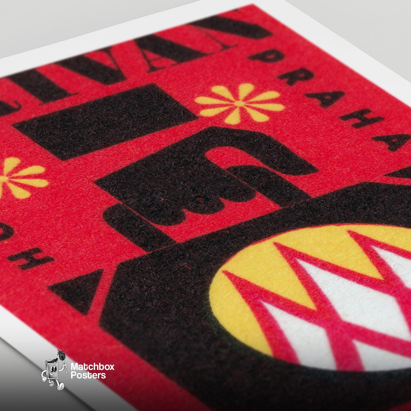 Krivan Hotel Prague - vintage matchbox label print - close-up detail