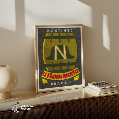Napoleon Bonaparte Inn - vintage matchbox label print - size comparison