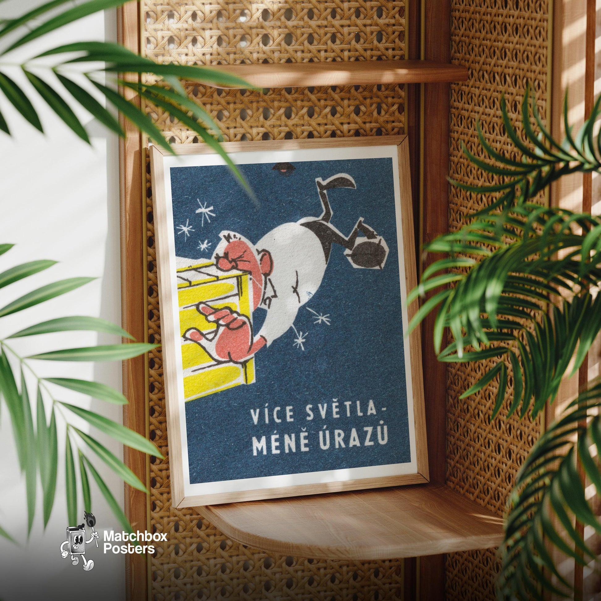 More Light, Less Injury - vintage matchbox label print - office wall