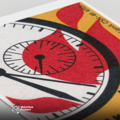 Every Hour, A Fire Starts - vintage matchbox label print - close-up detail