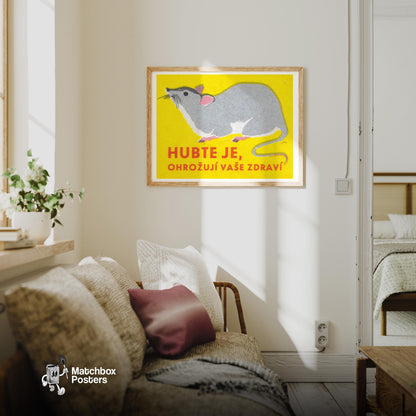 Eliminate Them, They Endanger Health - vintage matchbox label print - living room mockup