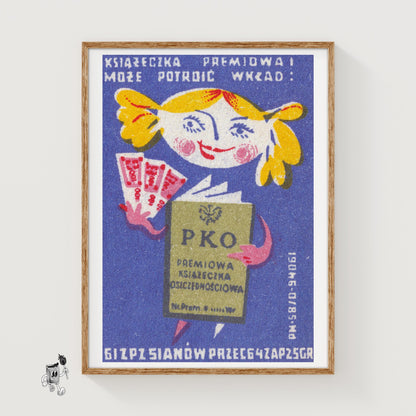 Cartoon Character Holding A Book - vintage matchbox label print