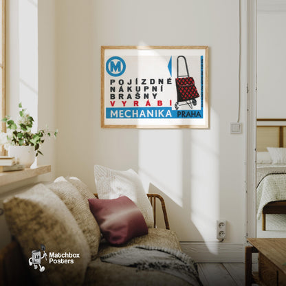 Mobile Shopping Bags - vintage matchbox label print - living room mockup