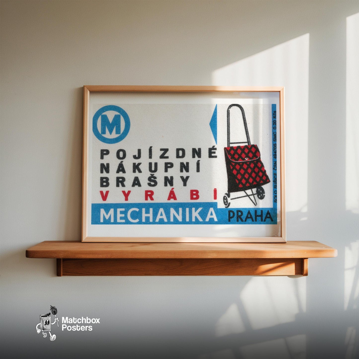 Mobile Shopping Bags - vintage matchbox label print - size comparison