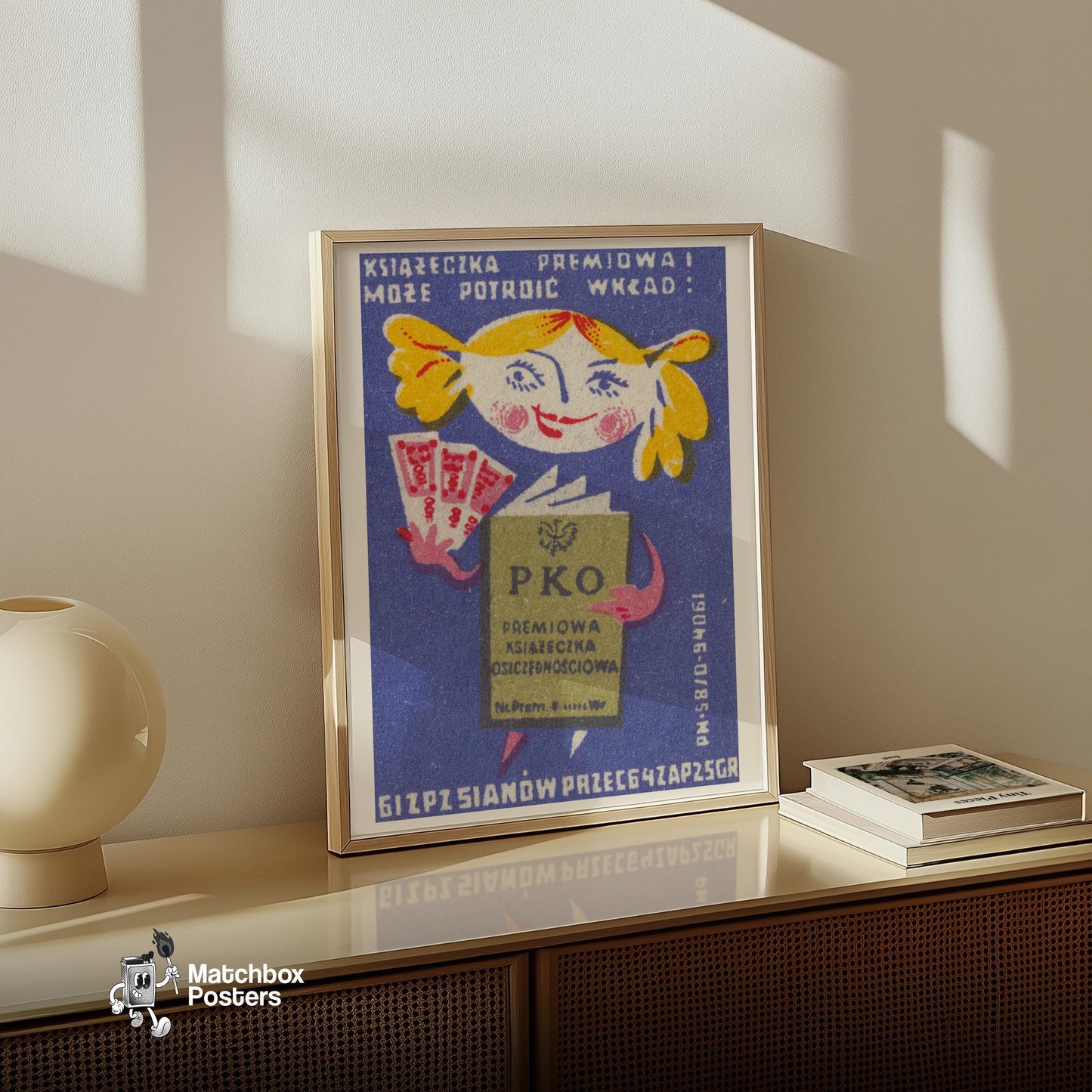 Cartoon Character Holding A Book - vintage matchbox label print - size comparison