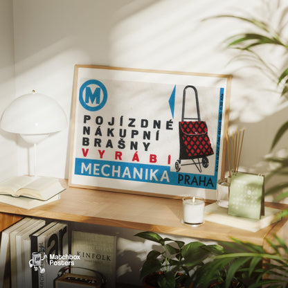 Mobile Shopping Bags - vintage matchbox label print - office wall