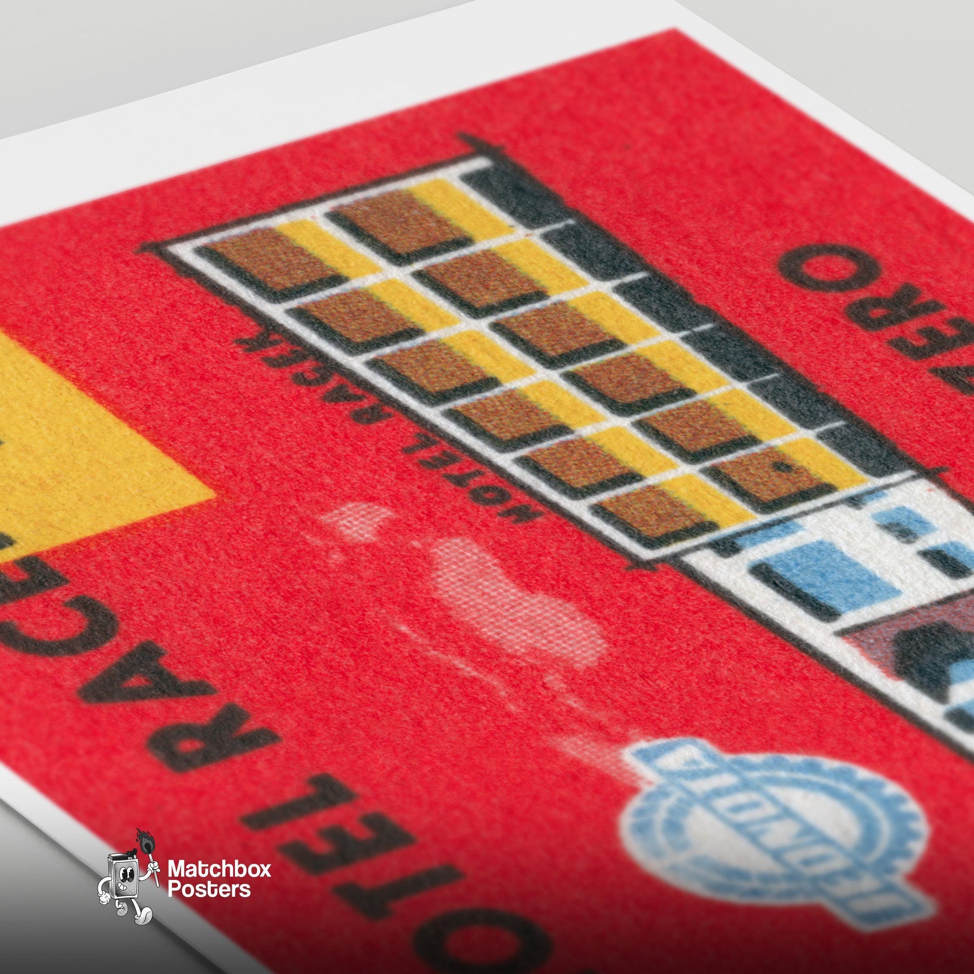Hotel Racek - vintage matchbox label print - close-up detail