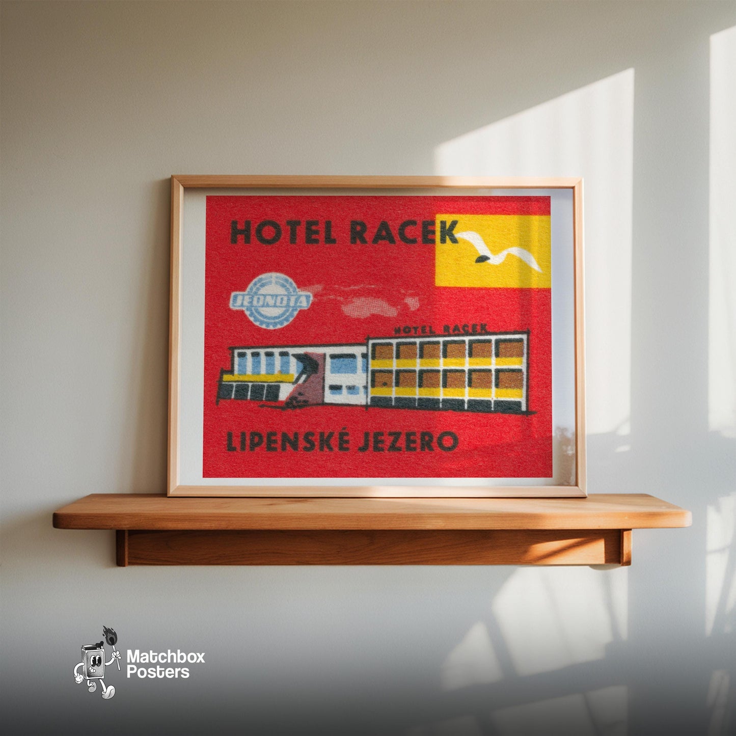 Hotel Racek - vintage matchbox label print - size comparison