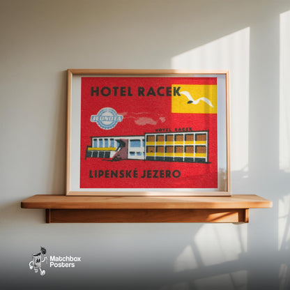 Hotel Racek - vintage matchbox label print - size comparison