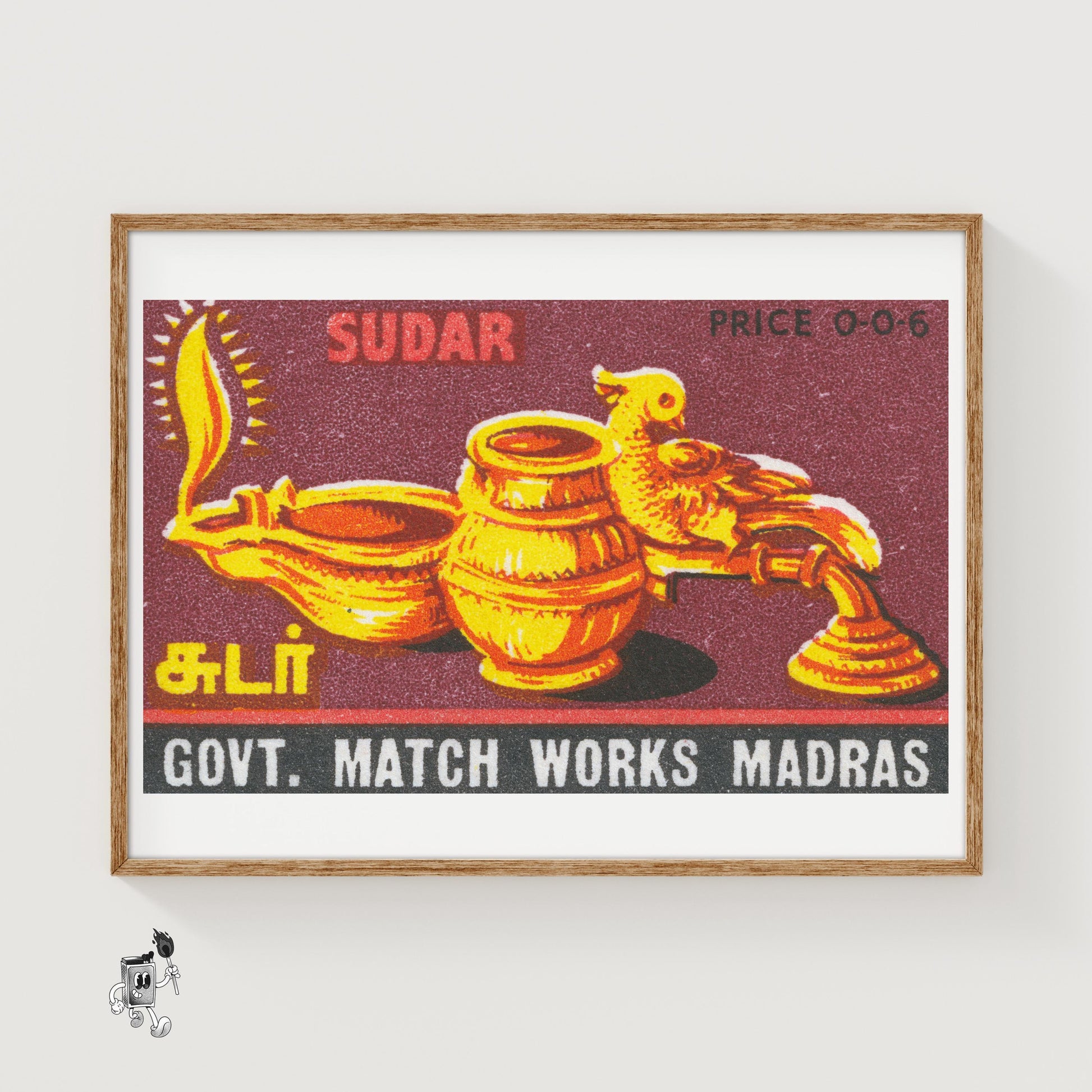 Golden Oil Lamp - vintage matchbox label print