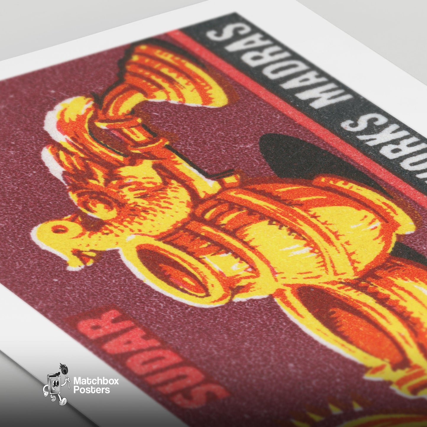 Golden Oil Lamp - vintage matchbox label print - close-up detail
