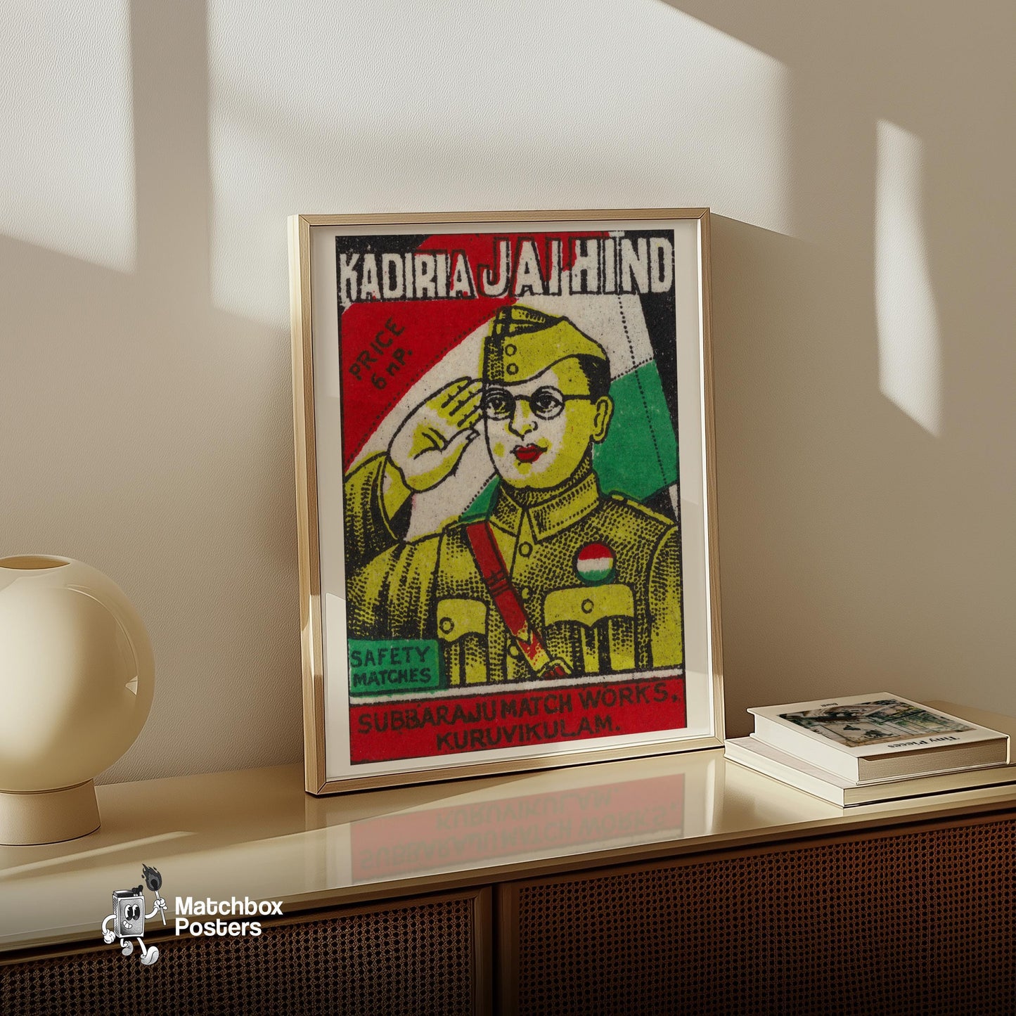 Soldier Saluting - vintage matchbox label print - size comparison