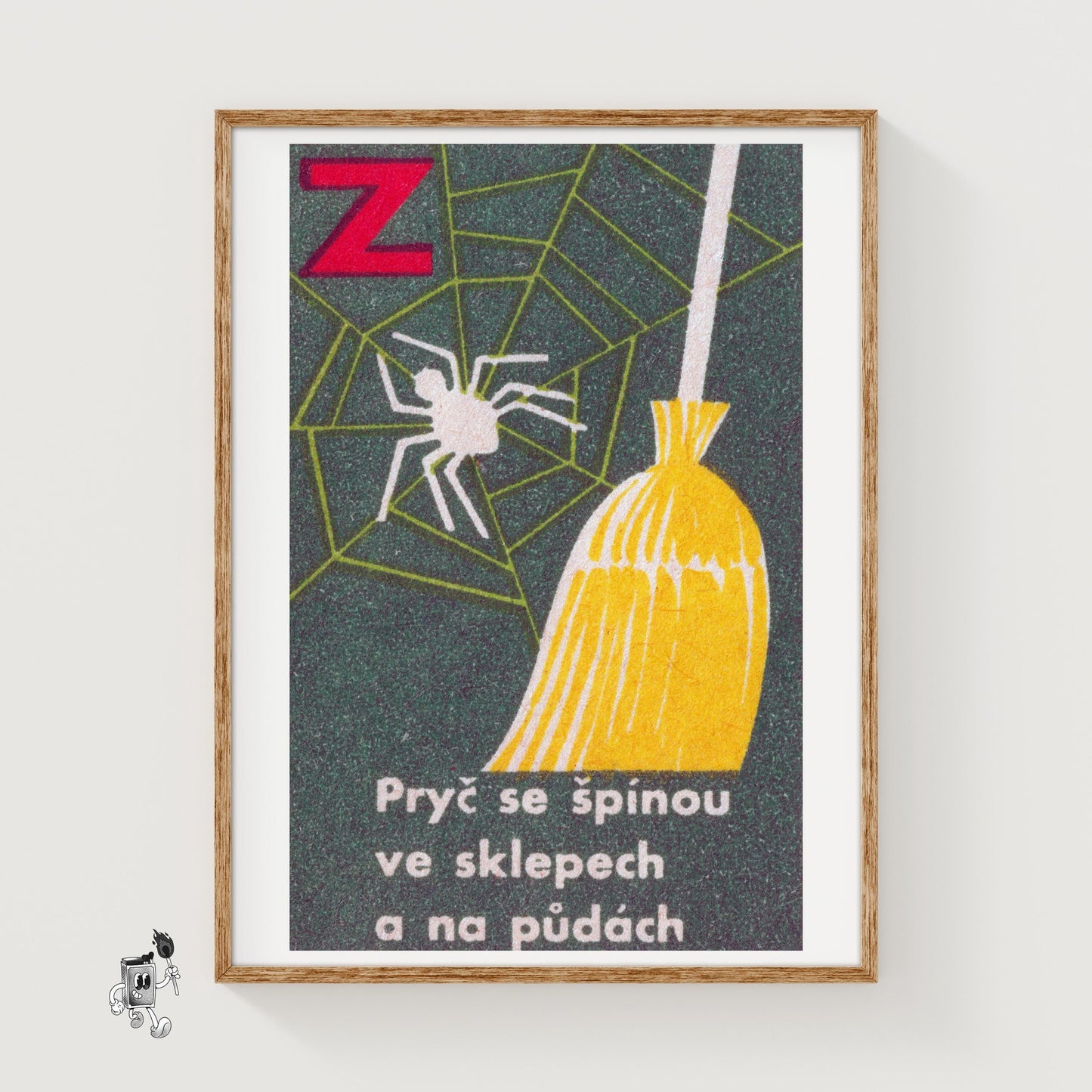 Clean Spiders - vintage matchbox label print
