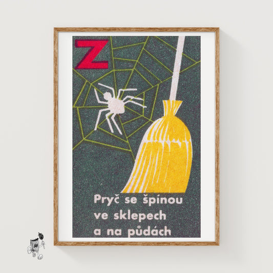 Clean Spiders - vintage matchbox label print