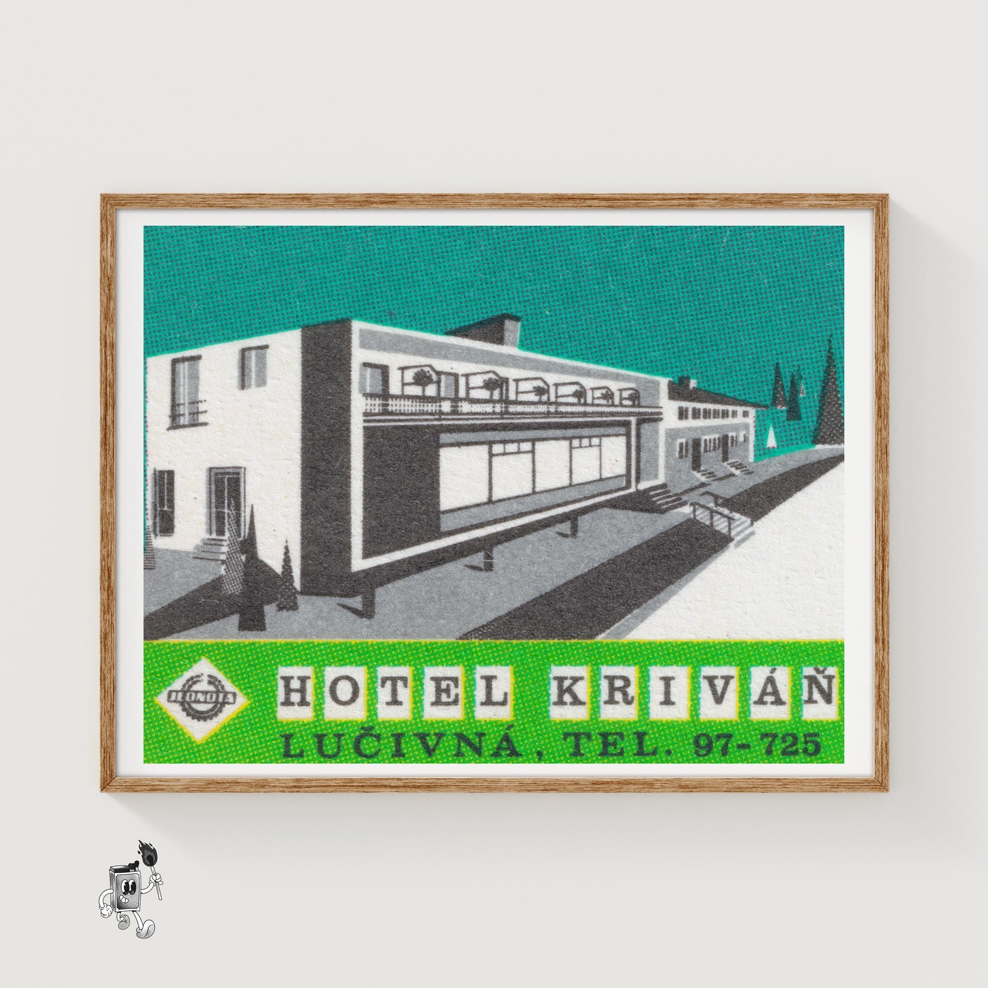 Hotel Krivan - vintage matchbox label print