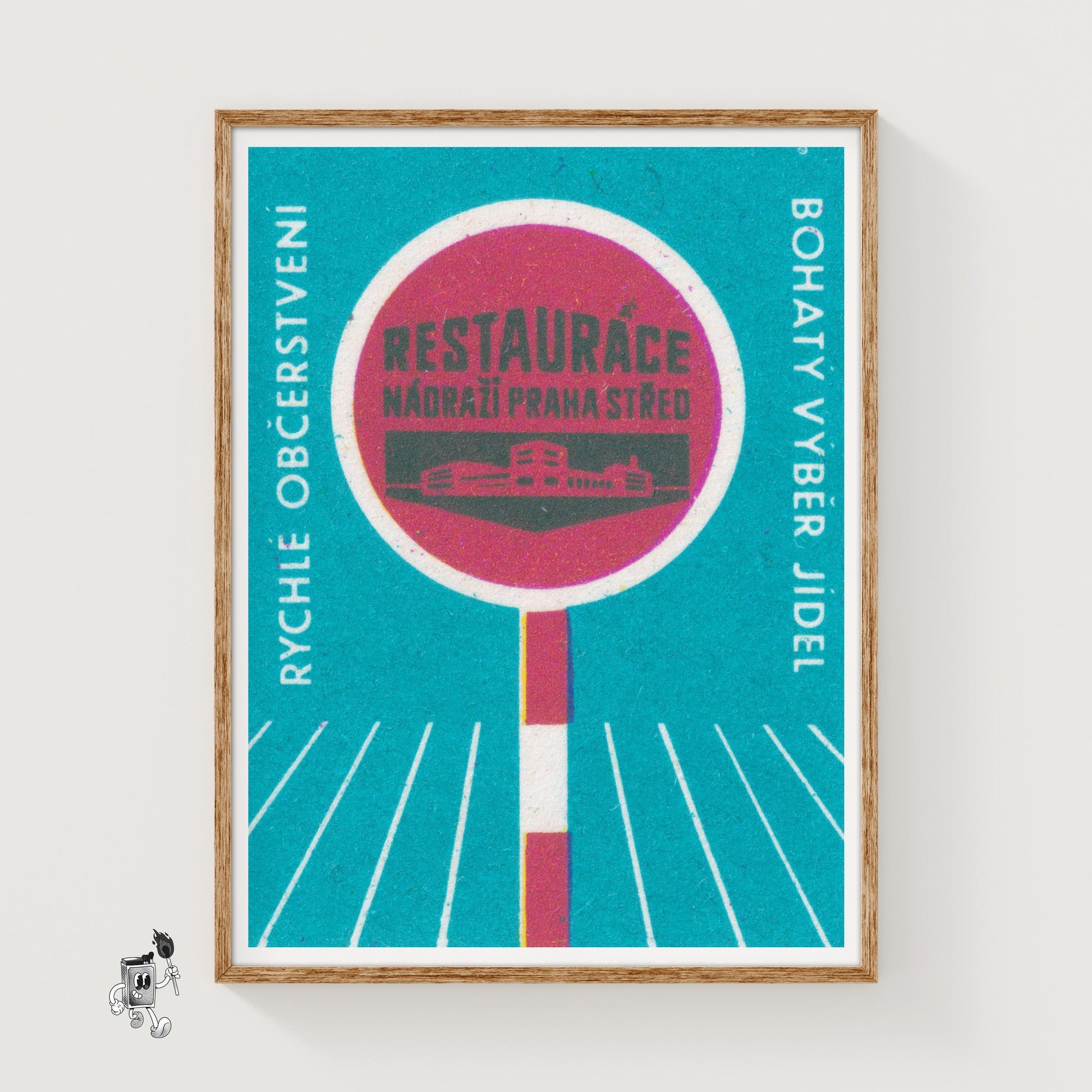 Fast Food Restaurant - vintage matchbox label print