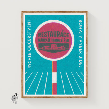 Fast Food Restaurant - vintage matchbox label print