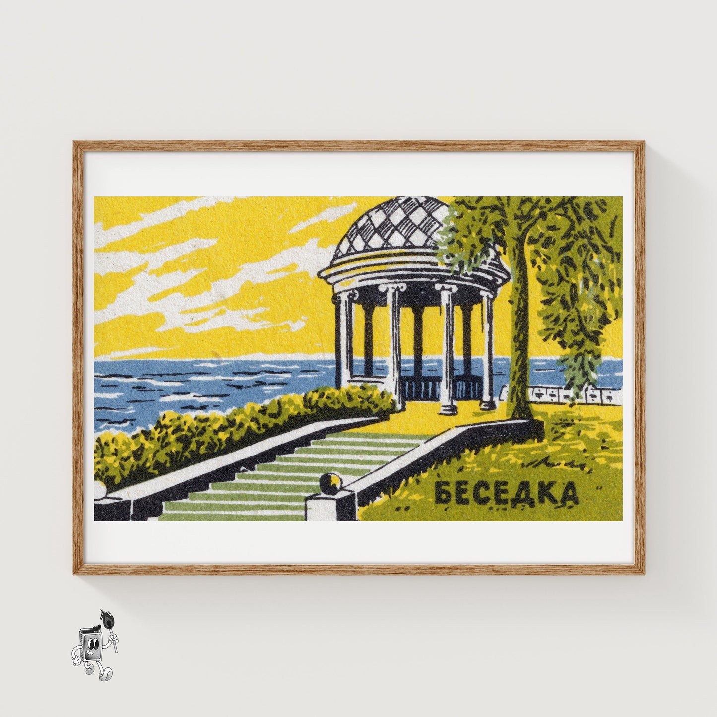 Seaside Terrace - vintage matchbox label print
