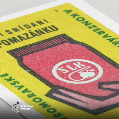 Red Jar: Vintage Czech - vintage matchbox label print - close-up detail