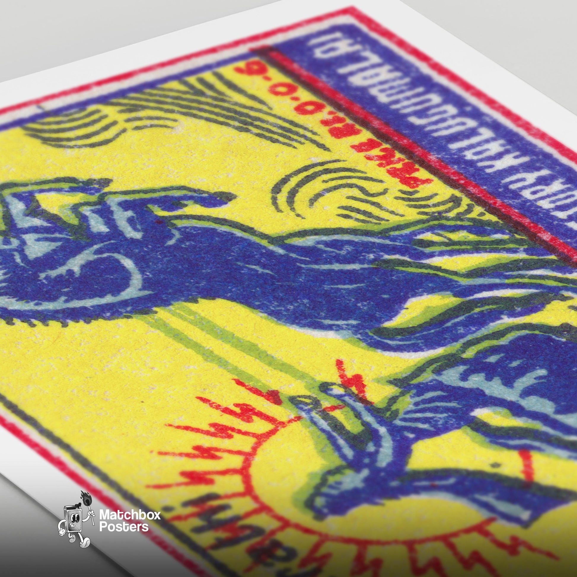 Goddess on Chariot - vintage matchbox label print - close-up detail