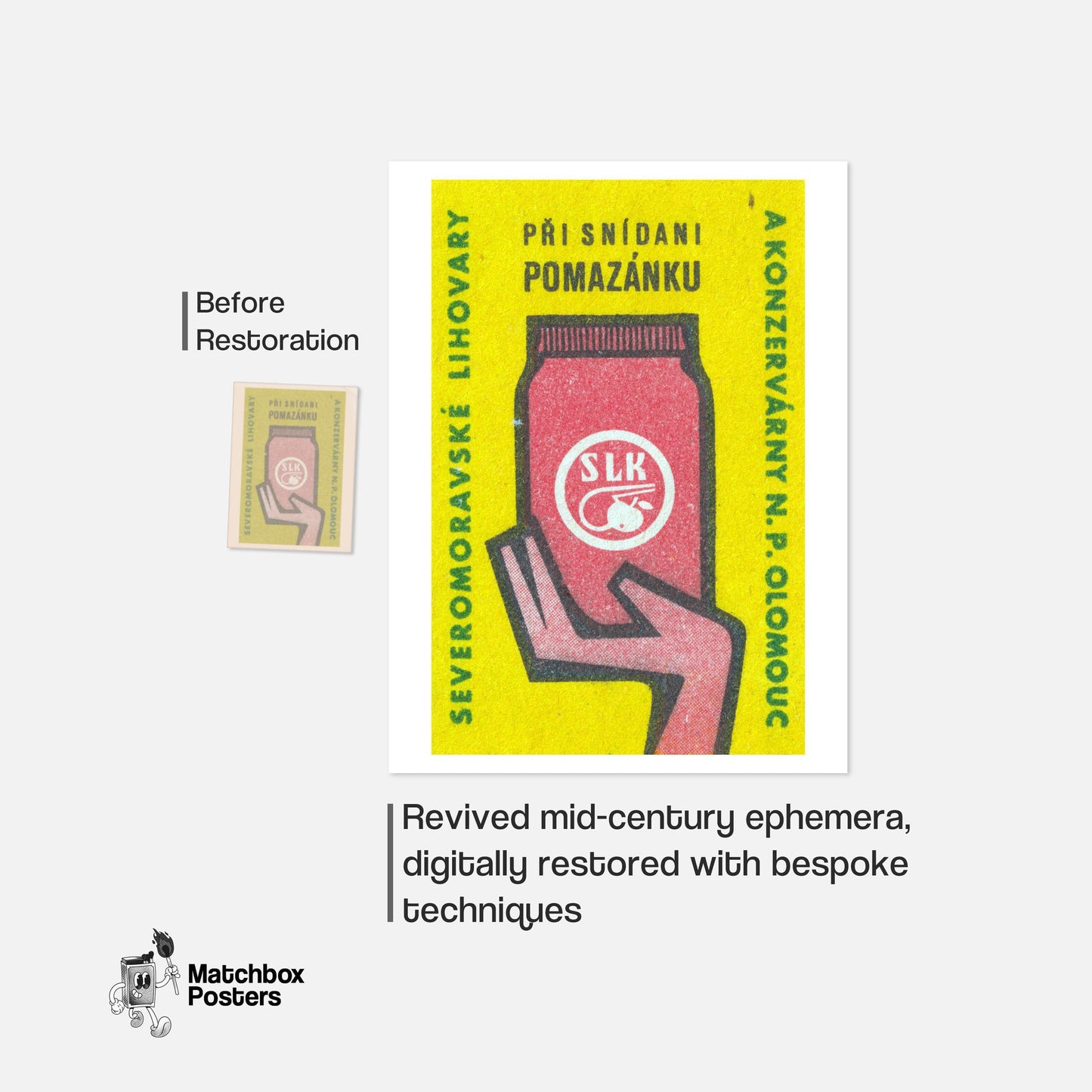 Red Jar: Vintage Czech - vintage matchbox label print - framed wall art preview