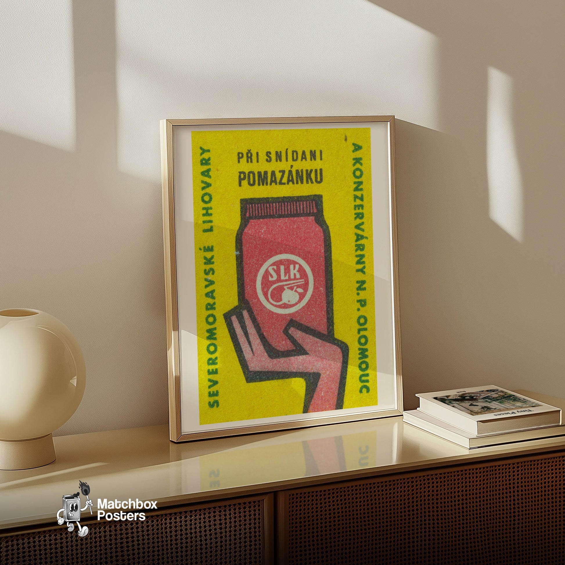Red Jar: Vintage Czech - vintage matchbox label print - size comparison