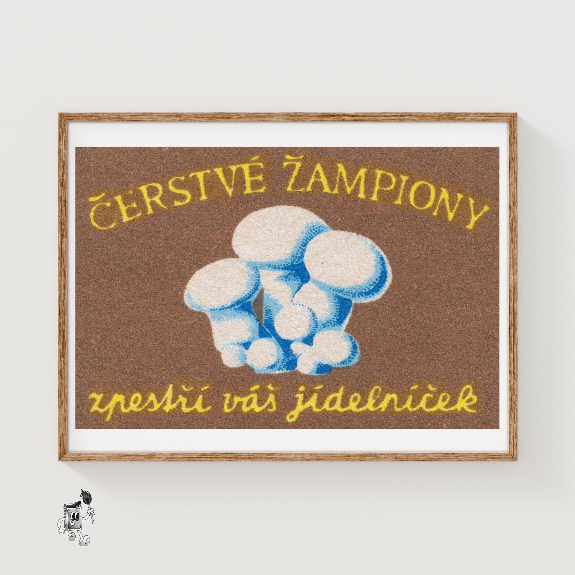 Mushrooms - vintage matchbox label print
