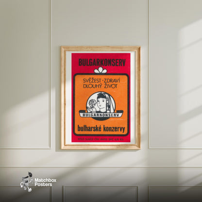 Woman with Rose - vintage matchbox label print - bedroom mockup