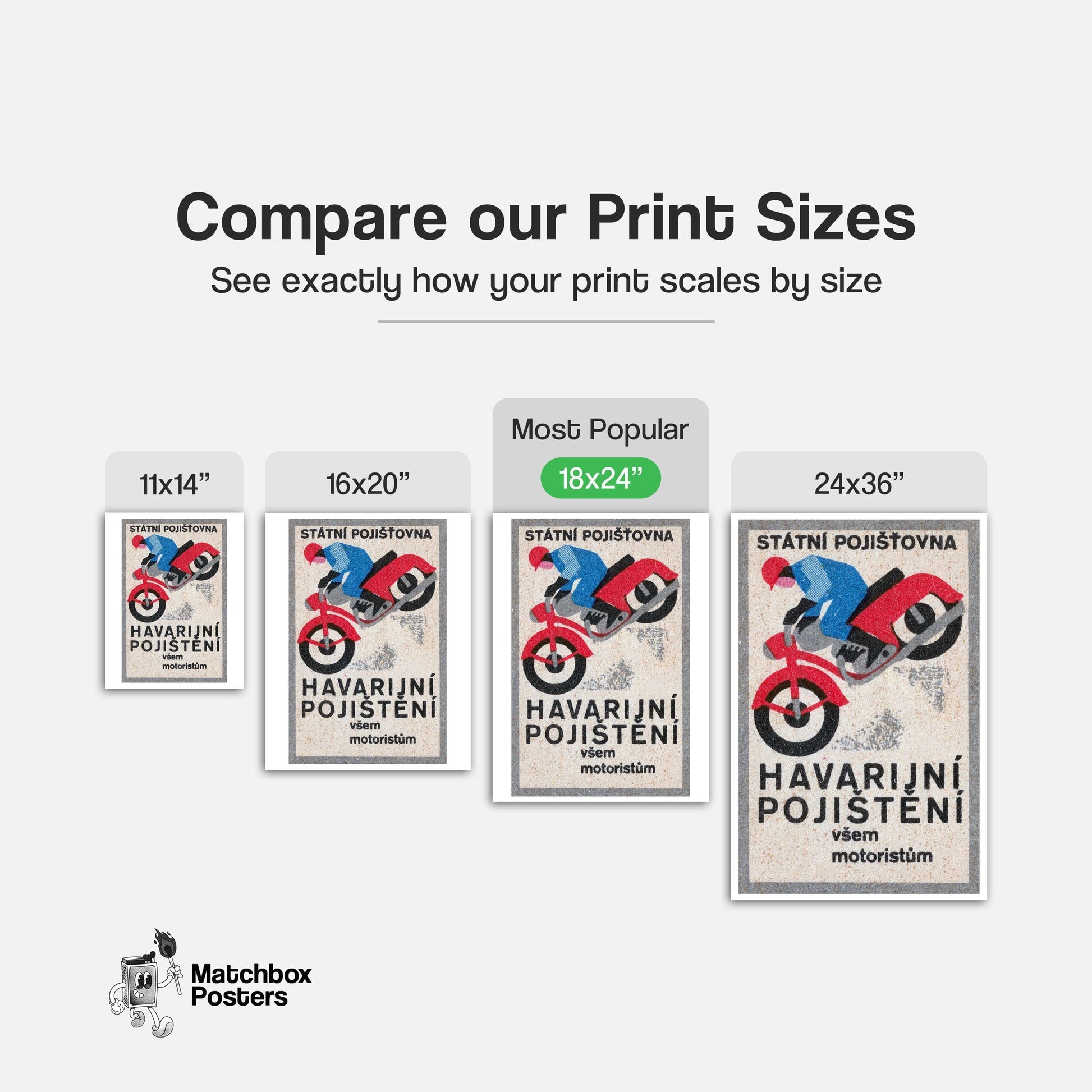 Motrocycle Crash - vintage matchbox label print - gallery wall preview