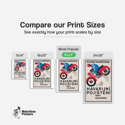 Motrocycle Crash - vintage matchbox label print - gallery wall preview