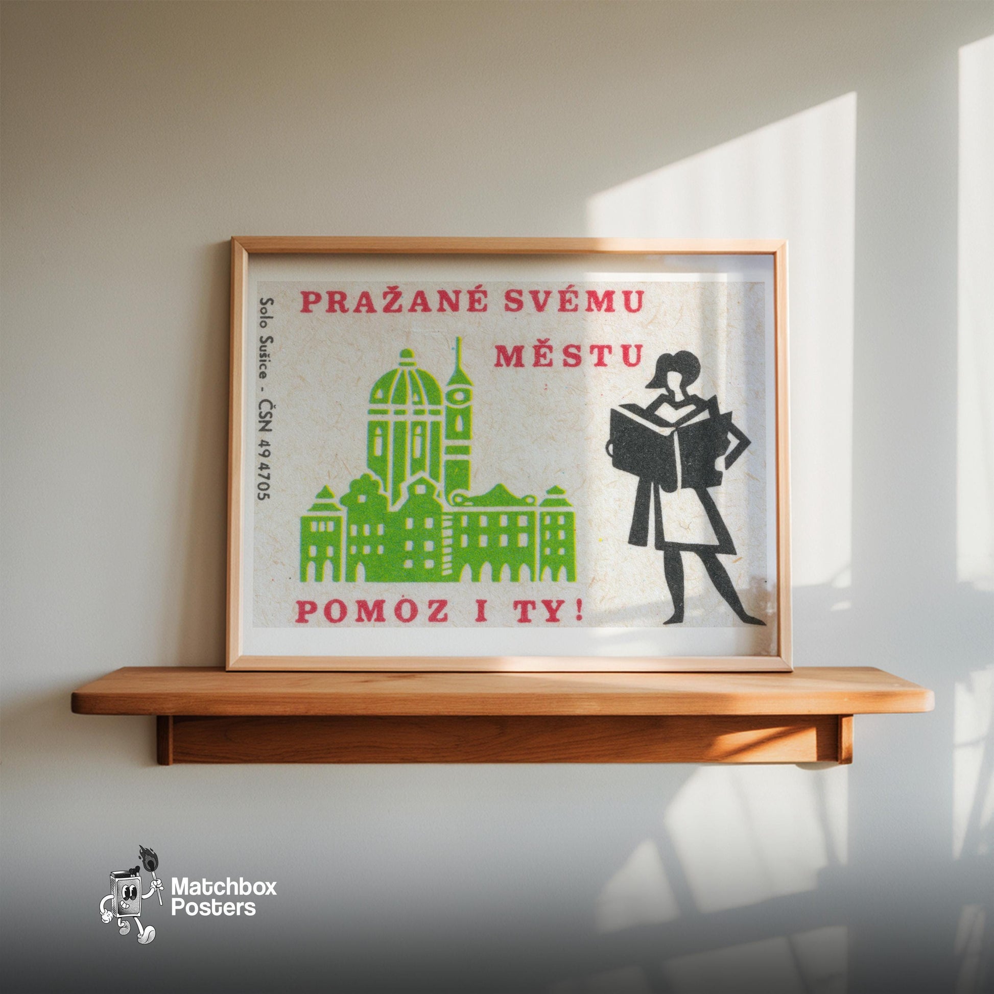 Help the City! - vintage matchbox label print - size comparison