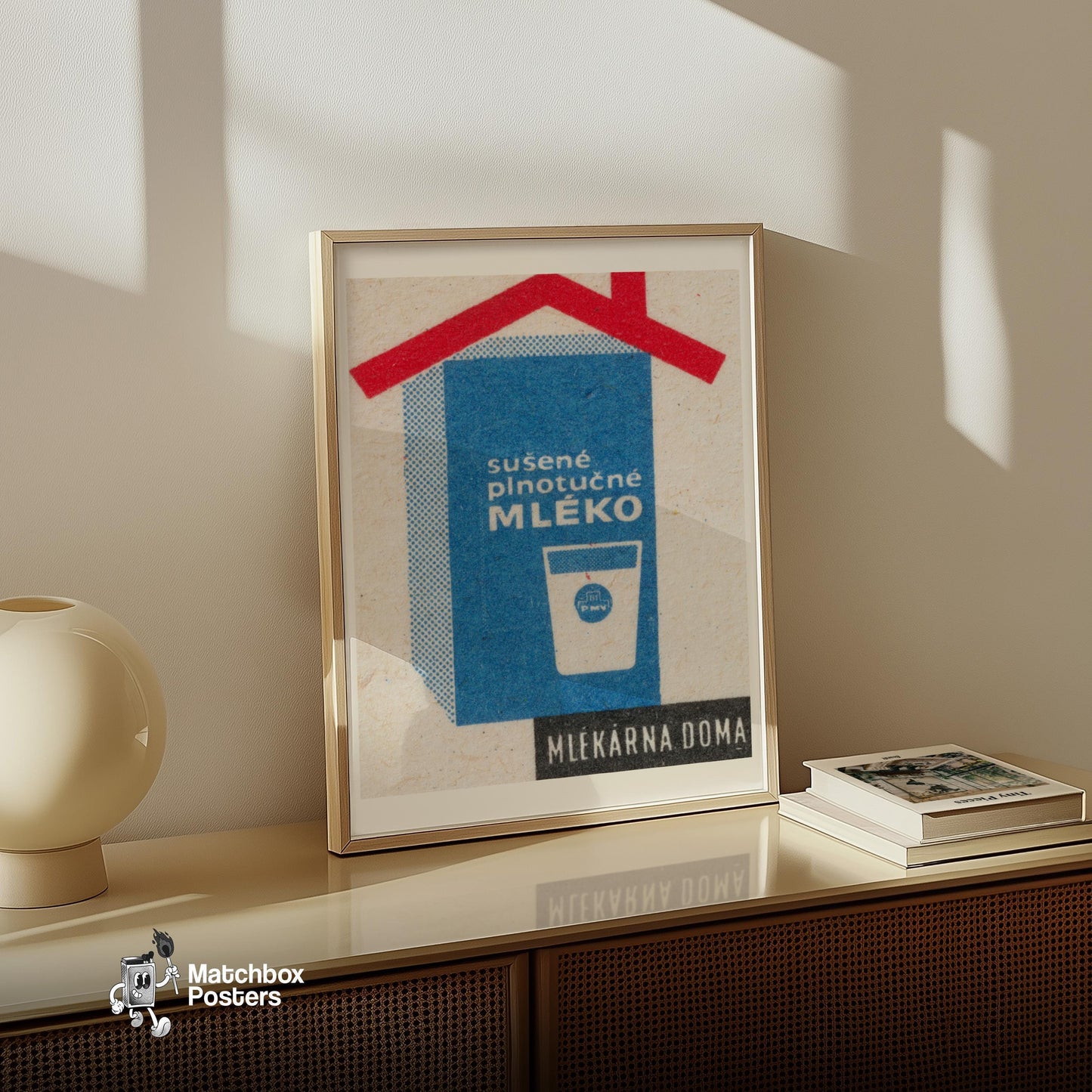 Glass Of Milk - vintage matchbox label print - size comparison