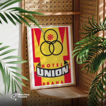 Hotel Union Prague - vintage matchbox label print - office wall