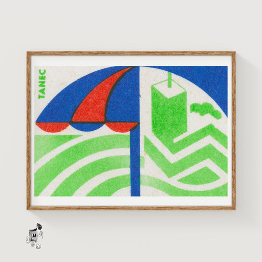 Geometric Sail - vintage matchbox label print