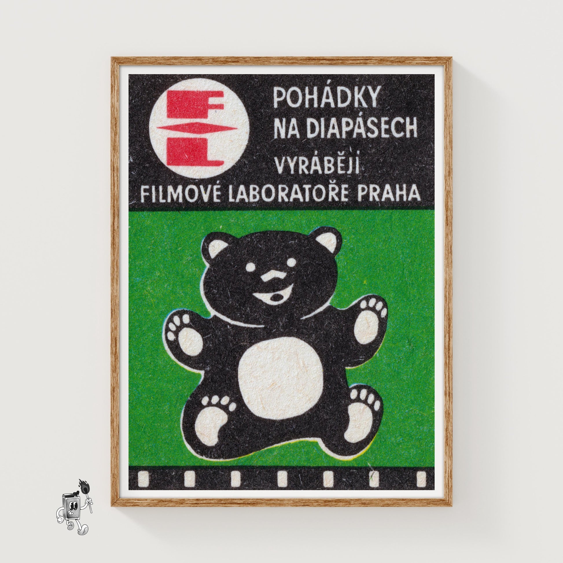 Black Bear - vintage matchbox label print