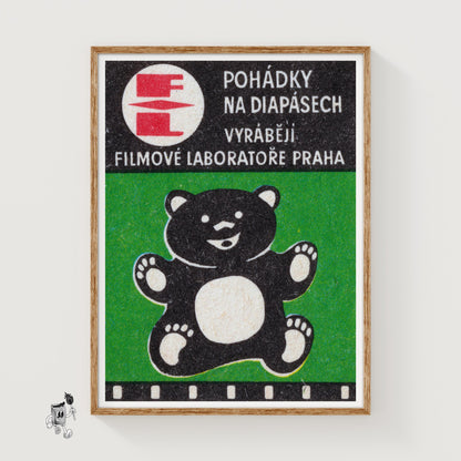 Black Bear - vintage matchbox label print